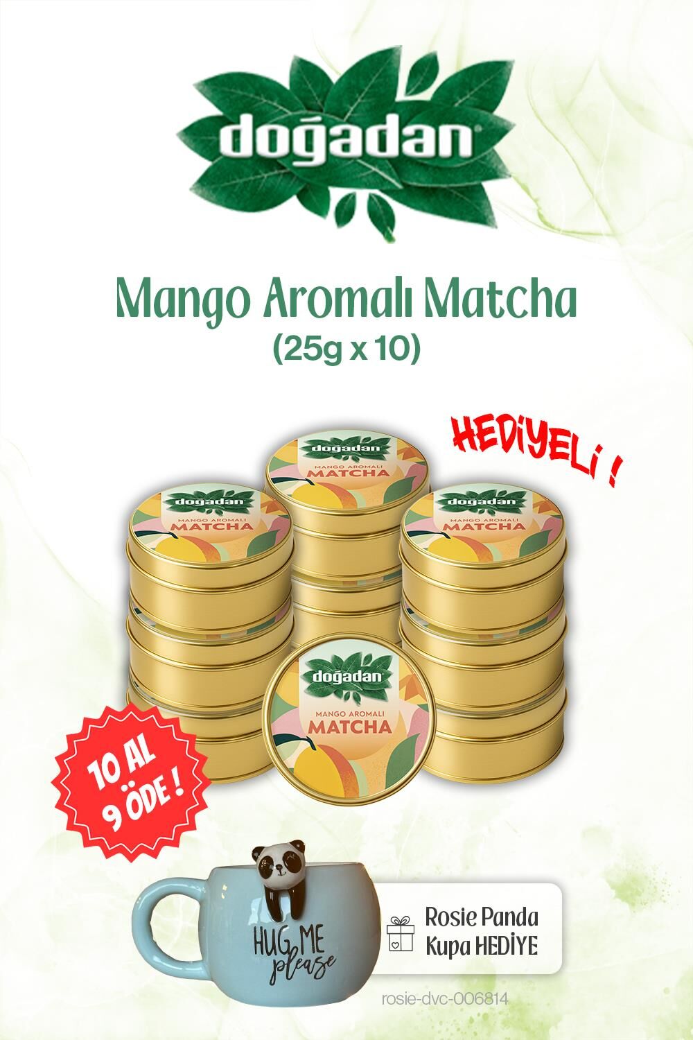 Doğadan Mangolu 10 AL 9 ÖDE Matcha 25gr ve Panda Kupa