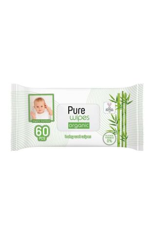 Pure Baby Wipes Islak Havlu Mendil 60 Yaprak Organic Bambu (3 Lü Pk) 180 Yaprak