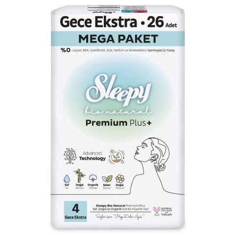 Sleepy 3'lü Bio Natural Gece 26'lı Hijyenik Ped Mega Paket ve ROSIE makyaj pamuk