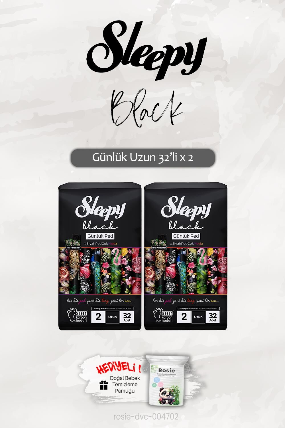 Sleepy Black Günlük Ped 32'li Uzun x 2 ve ROSIE