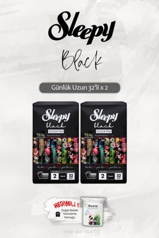 Sleepy Black Günlük Ped 32'li Uzun x 2 ve ROSIE