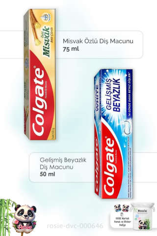 Colgate Misvak Özlü  75 ml, Gelişmiş Beyazlık 50 ml Diş Macunu ve ROSIE