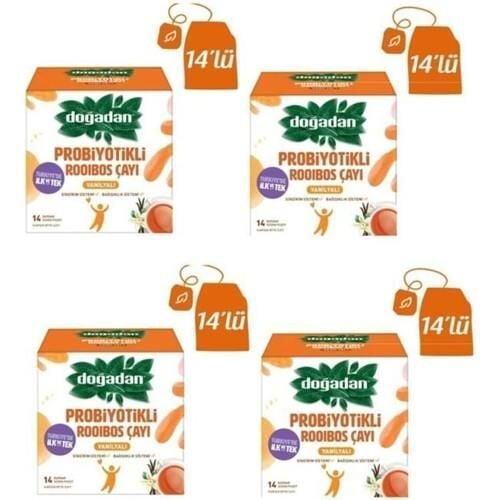 Doğadan Probiyotikli Roobios Vanilya Bardak Poşet Çay 14' lü x 4 Adet