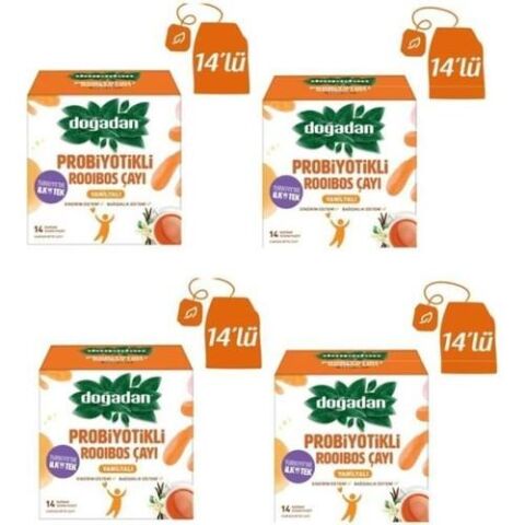 Doğadan Probiyotikli Roobios Vanilya Bardak Poşet Çay 14' lü x 4 Adet