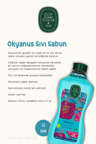Eyüp Sabri Tuncer 3'lü Doğal Zeytinyağlı Sıvı Sabun Okyanus 1.5 lt ve ROSIE Pamuk