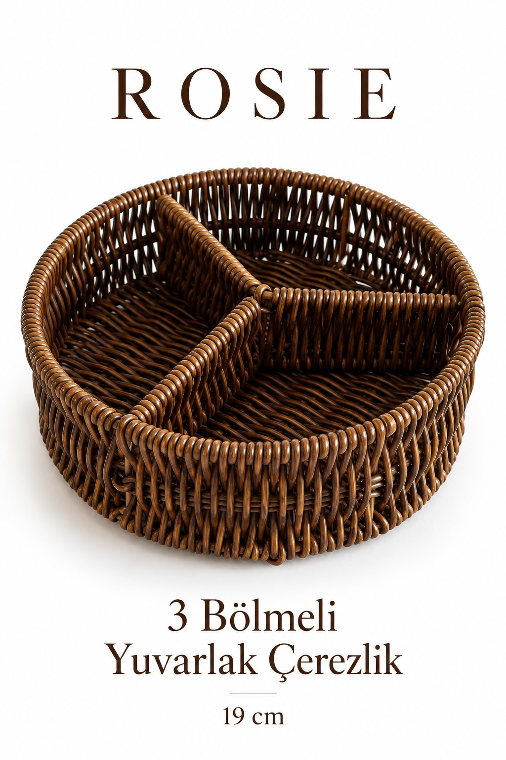 ROSIE 3 Bölmeli Hasır Görünümlü Çerezlik 19 cm