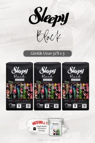 Sleepy 3 Adet Black Günlük Ped Uzun 32'li ve ROSIE