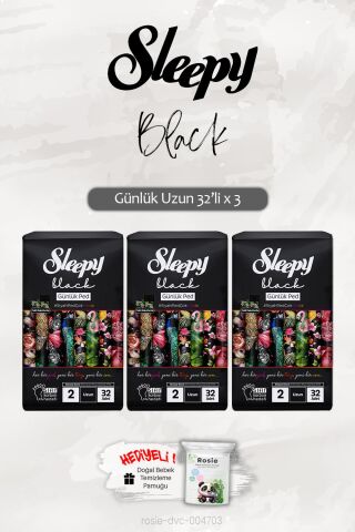 Sleepy 3 Adet Black Günlük Ped Uzun 32'li ve ROSIE