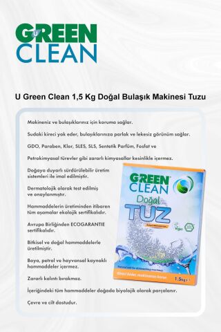U Green Clean 1,5 Kg Doğal Bulaşık Makinesi Tuzu 5 Al 4 Öde ve Rosie Pamuk