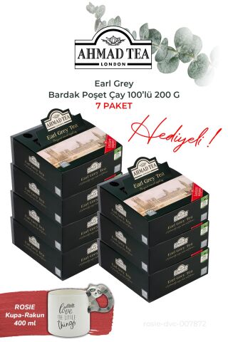 Earl Grey Bardak Poşet Çay 100’lü 200 G, 7 paket ve Rakun Kupa HEDİYE