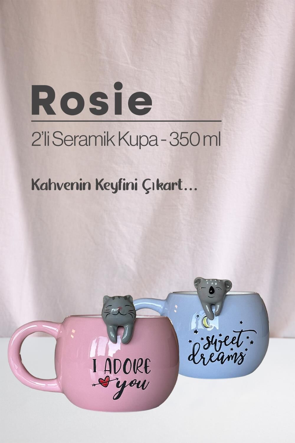 Koala ve Kedi Seramik Kupa 350 ml