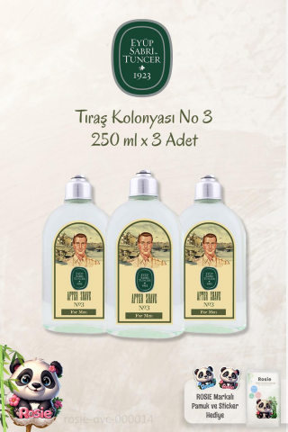 3 Adet Eyüp Sabri Tuncer Tıraş Kolonyası No 3 ve ROSIE Doğal Pamuk 60'lı