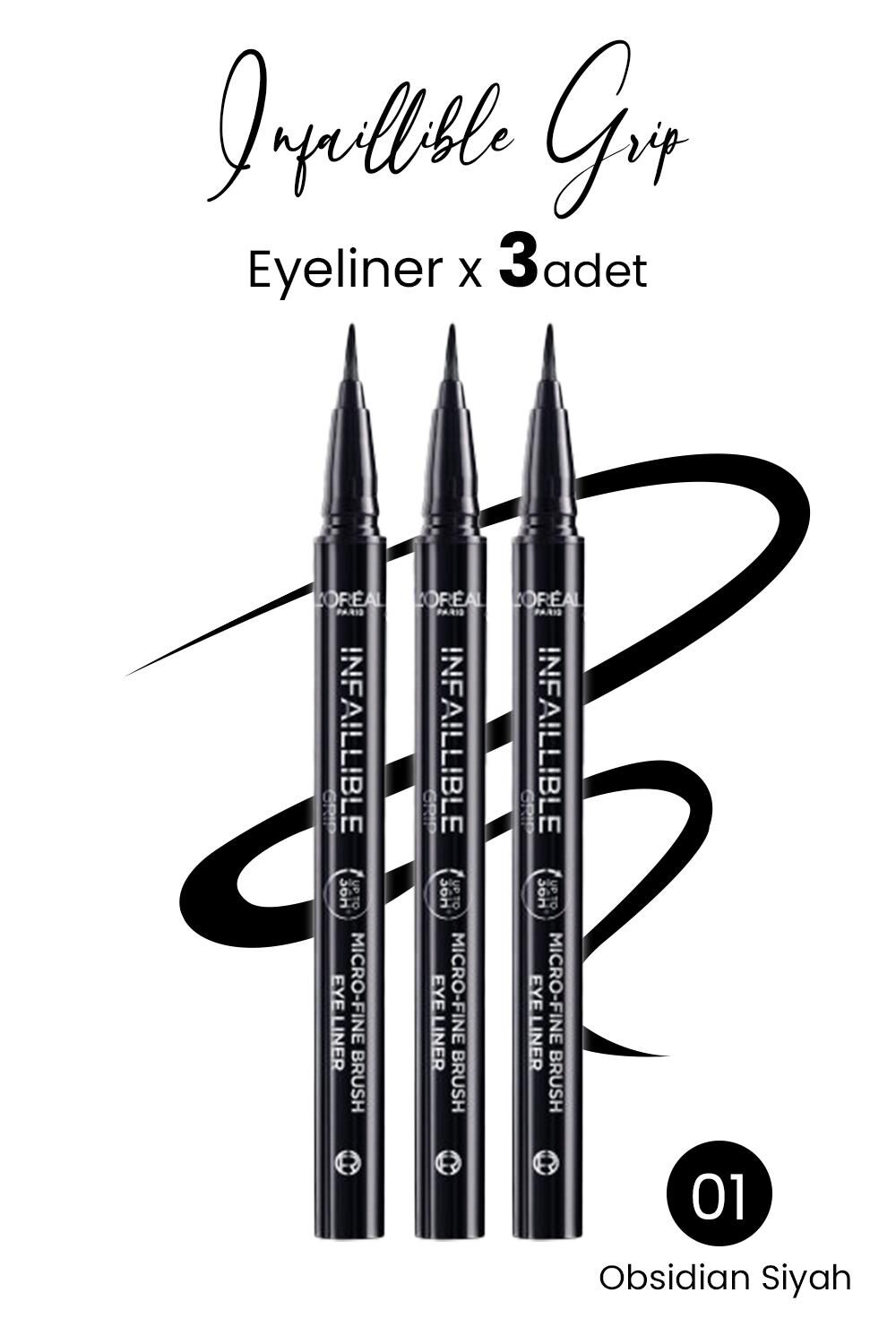Loreal Paris Infaillible Grip Eyeliner 01 Obsidian - Siyah x 3 Adet