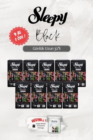 9 AL 7 ÖDE Sleepy Black Günlük Ped Uzun 32'li, ROSIE Hediye