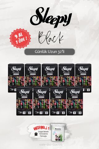 9 AL 7 ÖDE Sleepy Black Günlük Ped Uzun 32'li, ROSIE Hediye