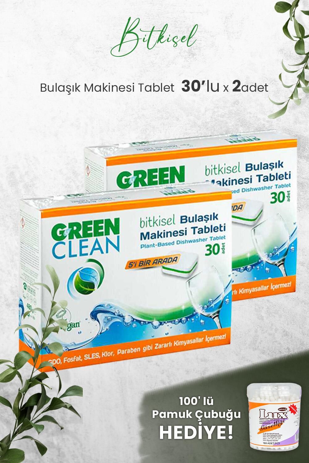 U Green Clean Bulaşık Makinesi Tablet 30'lu x 2 Adet ve Hediyeli