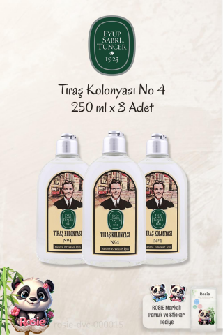 3 Adet Eyüp Sabri Tuncer Tıraş Kolonyası No: 4 ve ROSIE Doğal Temizleme Pamuğu