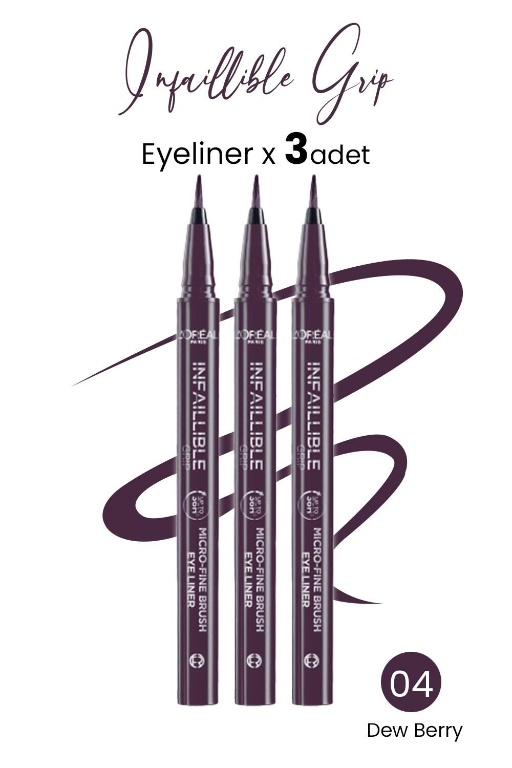 Loreal Paris Infaillible Grip Eyeliner 04 Dew Berry x 3 Adet
