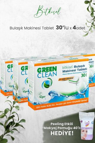 U Green Clean Bulaşık Makinesi Tablet 30'lu x 4 Adet ve Hediyeli