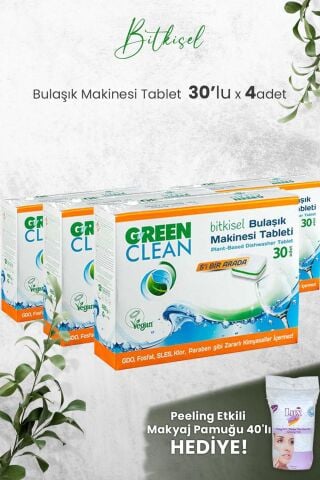U Green Clean Bulaşık Makinesi Tablet 30'lu x 4 Adet ve Hediyeli