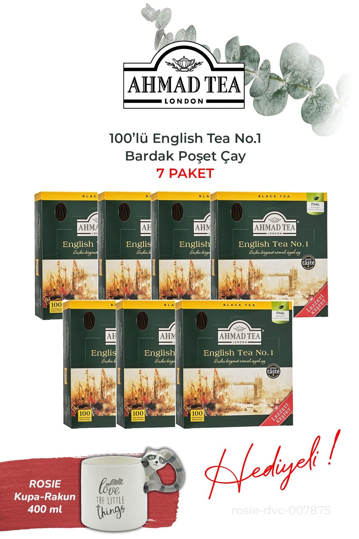 100’lü English Tea No.1 Bardak Poşet Çay, 7 paket ve Kupa HEDİYE