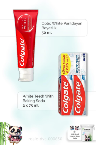 Colgate Optic White 50 ml, With Baking Soda 2 x 75 ml Diş Macunu ve ROSIE