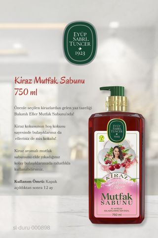 3'lü Eyüp Sabri Tuncer Kiraz Mutfak Sabunu 750 ml ve ROSIE Temizleme Pamuğu