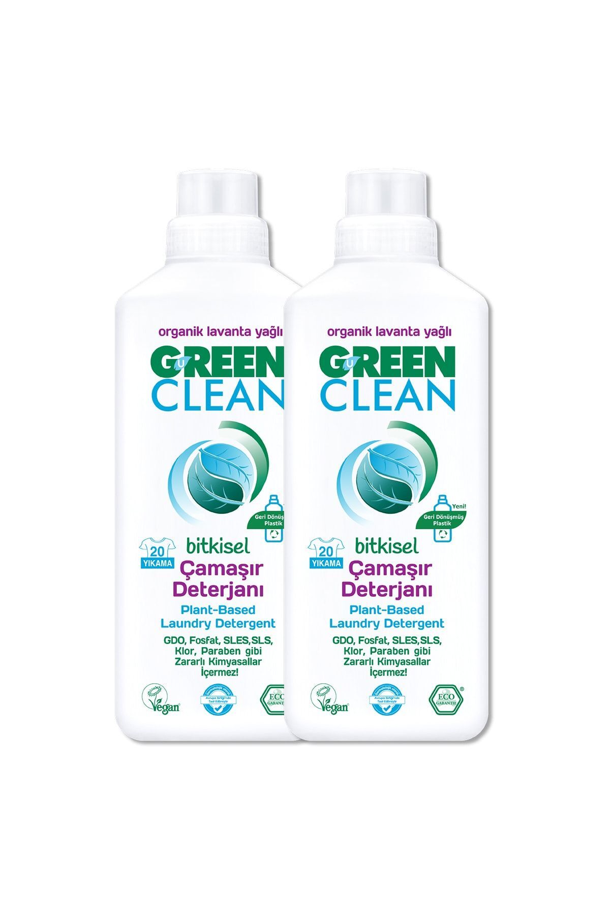 Green Clean ı Organik Lavanta YağlıU Bitkisel Çamaşır Deterjan 2'li Set
