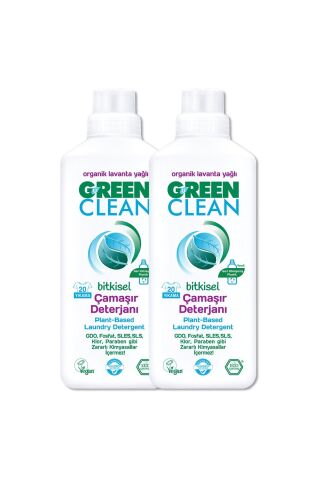 Green Clean ı Organik Lavanta YağlıU Bitkisel Çamaşır Deterjan 2'li Set