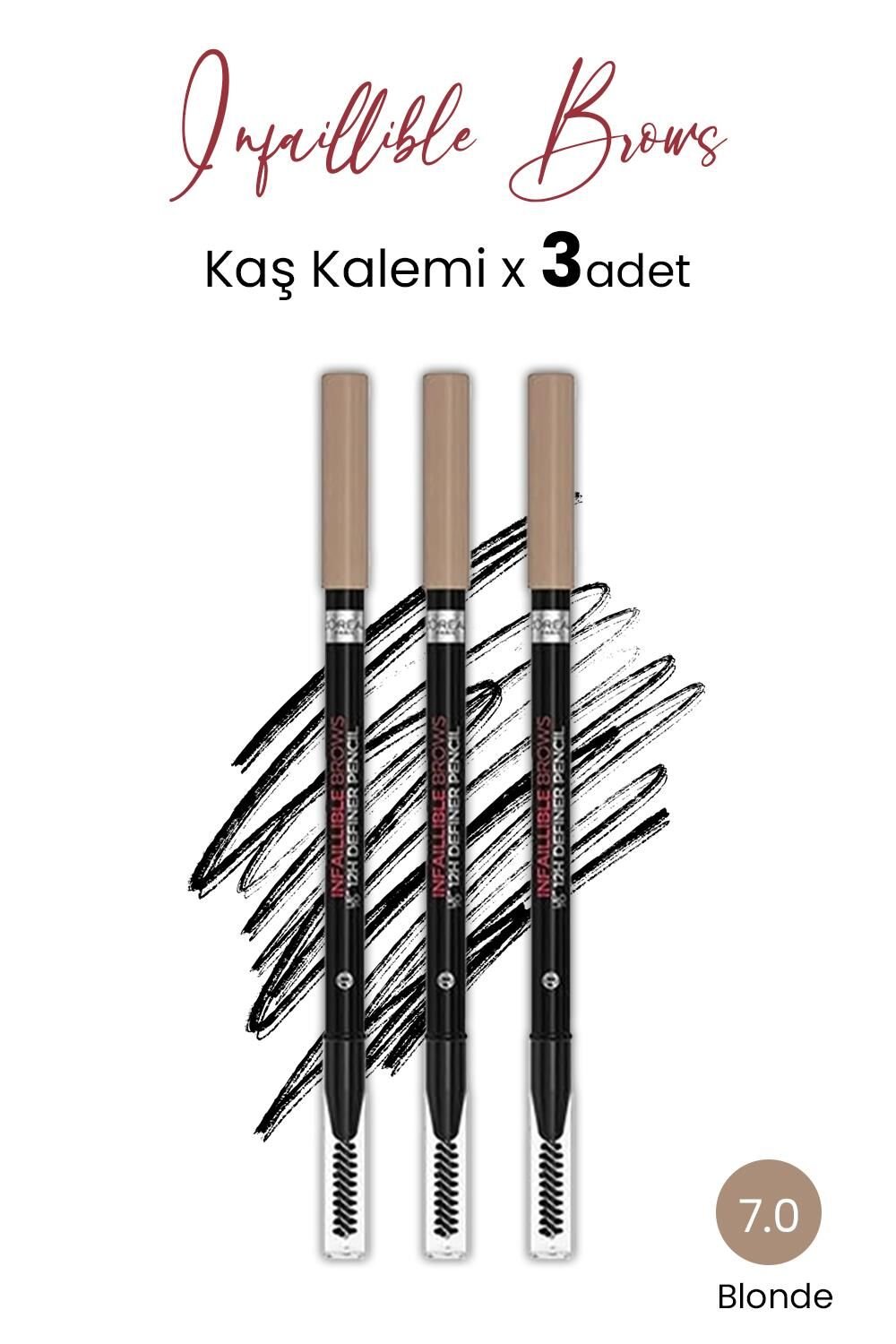 Loreal Paris Infaillible Brow 12H 7.0 Blonde Definer Pencil - Kaş Kalemi x 3 Adet