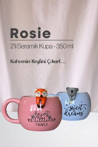 Tilki ve Koala Figürlü Seramik Kupa 350 ml