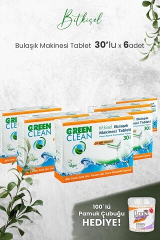 U Green Clean Bulaşık Makinesi Tablet 30'lu x 6 Adet ve Hediyeli