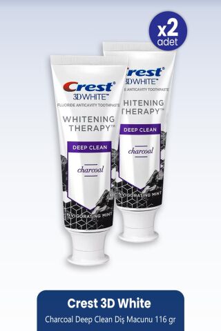 Crest 3D White Charcoal Deep Clean Diş Macunu 116 gr x 2 Adet