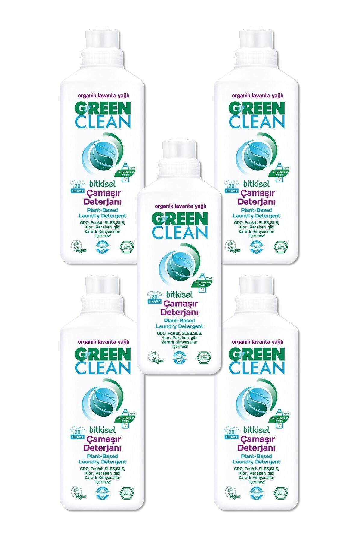 Green Clean U Bitkisel Çamaşır Deterjanı Organik Lavanta Yağlı 5 Li Set
