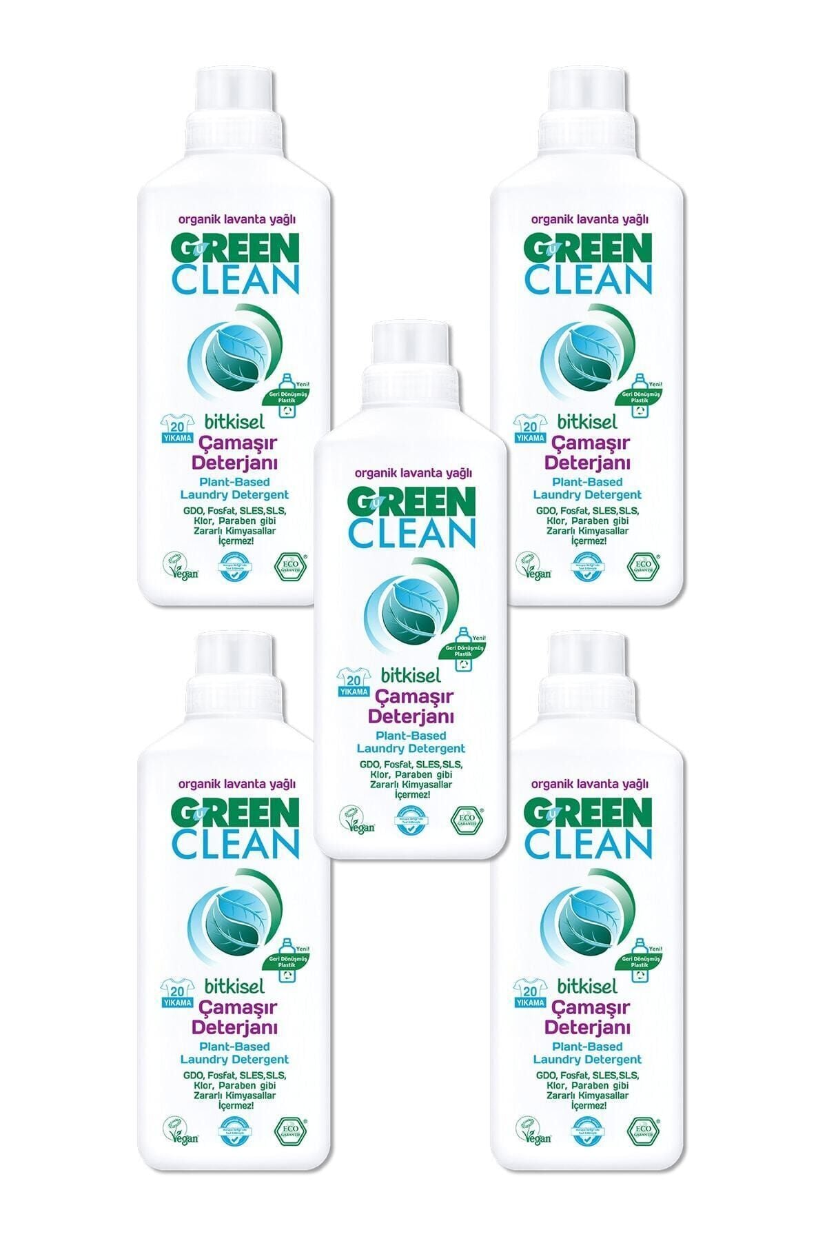 Green Clean U Bitkisel Çamaşır Deterjanı Organik Lavanta Yağlı 5 Li Set