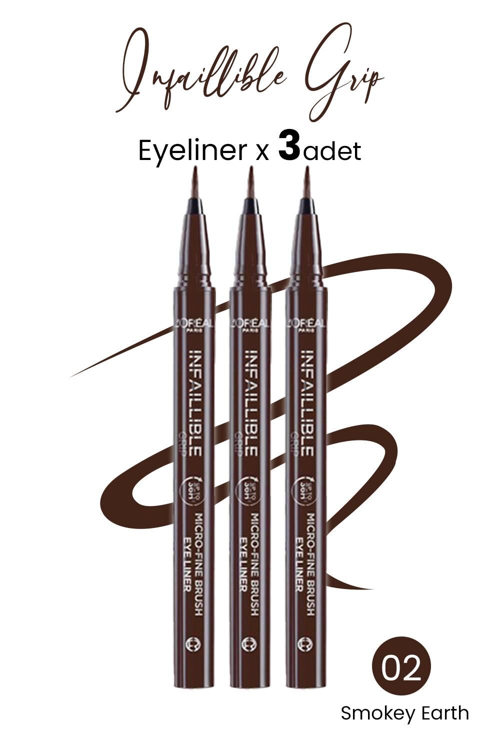 Loreal Paris Infaillible Grip Eyeliner 02 Smokey Earth x 3 Adet