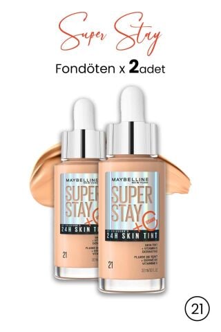 Maybelline Super Stay 24H Skin Tint Fondöten 21 30 ml  x 2 Adet