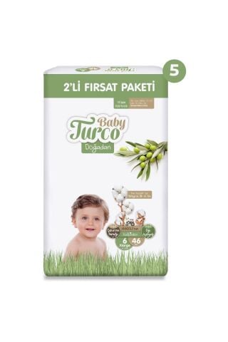 Baby Turco Doğadan 2'Li Ultra Fırsat Paketi Bebek Bezi 6 Numara Xlarge 230 Adet