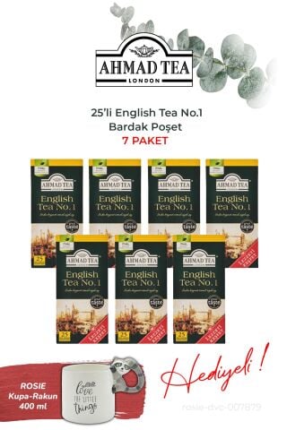 7 paket, 25’li English Tea No.1 Bardak Poşet ve Rakun Kupa