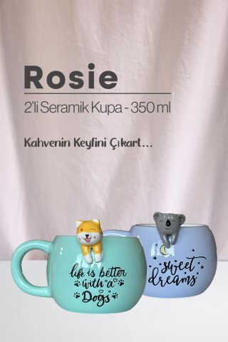 Köpek ve Koala Figürlü Seramik Kupa 350 ml