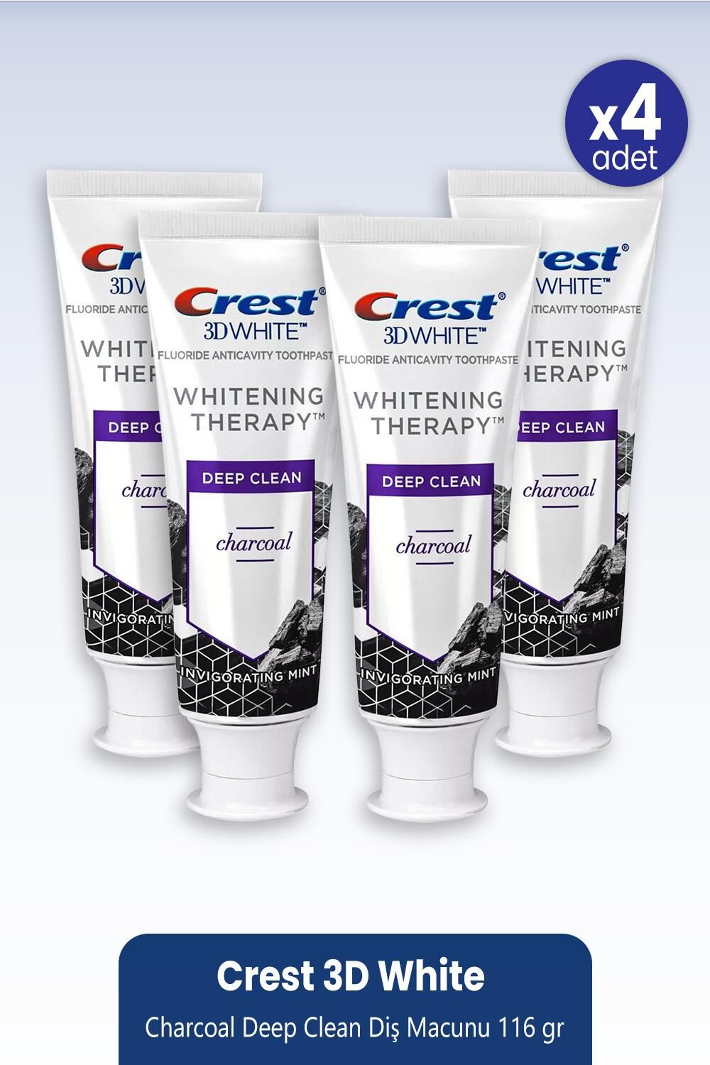 Crest 3D White Charcoal Deep Clean Diş Macunu 116 gr x4 Adet