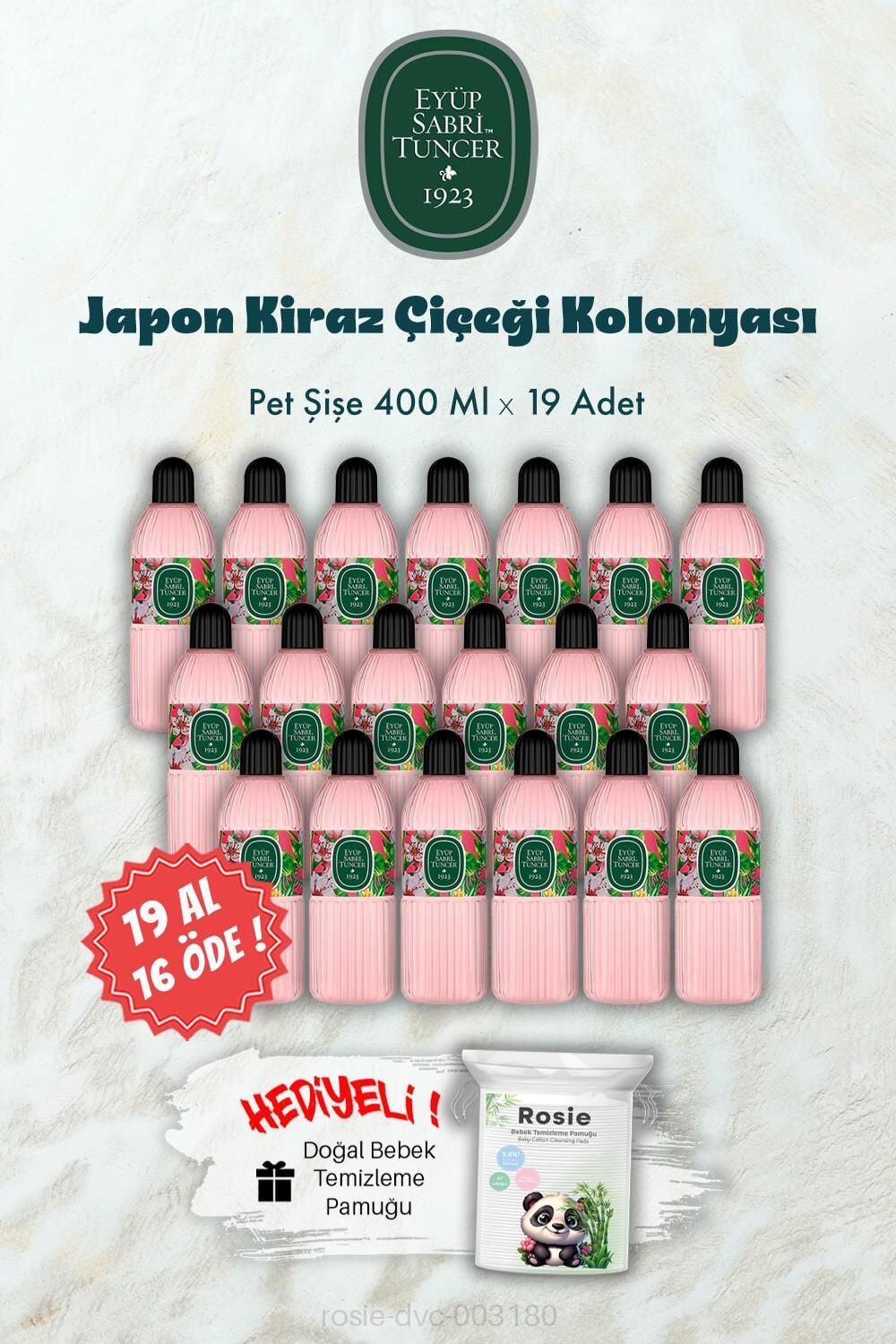 Pet Şişe Japon Kiraz Çiçeği Kolonyası 19 AL 16 ÖDE 400 ML ve ROSIE Hediye