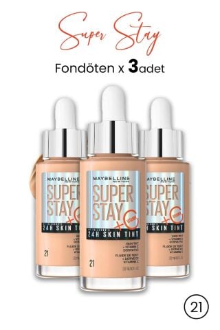 Maybelline Super Stay 24H Skin Tint Fondöten 21 30 ml  x 3 Adet