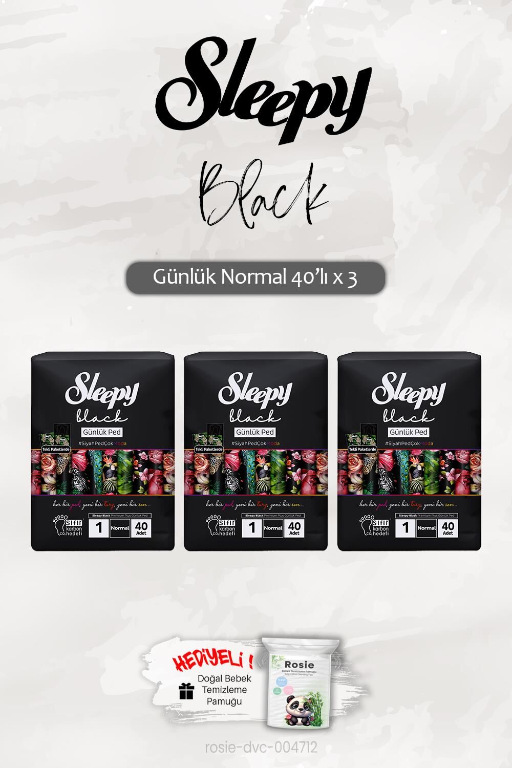 Sleepy 3 Adet Black Günlük Ped Normal 40'lı ve ROSIE