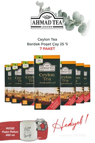 Ceylon Tea Bardak Poşet Çay 25’li, 7 paket ve Rakun Kupa