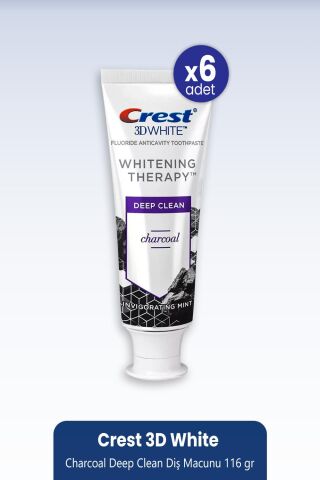 Crest 3D White Charcoal Deep Clean Diş Macunu 116 gr x 6 Adet