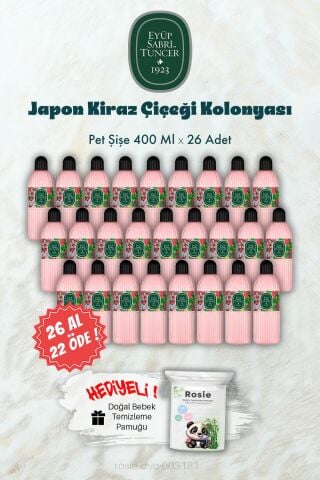 26 AL 22 ÖDE 400 ML Pet Şişe Japon Kiraz Çiçeği Kolonyası ve ROSIE Hediye