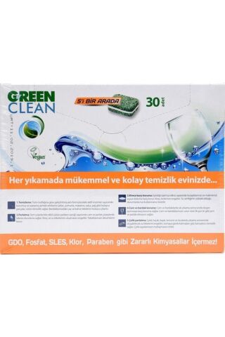 Green Clean Organik Bitkisel Bulaşık Makinesi Tablet 30 Adet x 2 Adet