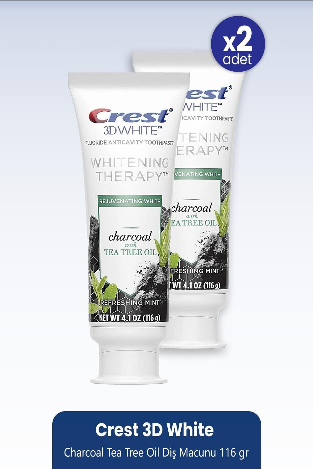 Crest 3D White Charcoal Tea Tree Oil Diş Macunu 116 gr x 2 Adet