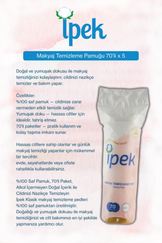İpek Makyaj Temizleme Pamuğu 70'li 5 AL 4 ÖDE, Rosie Pamuk Hediye